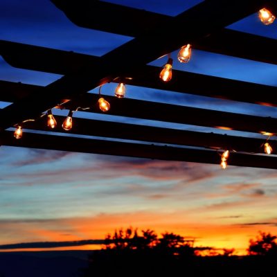 lighting on vinyl pergola